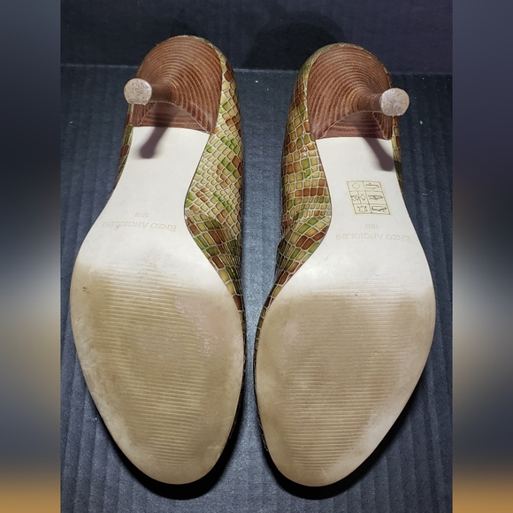 Enzo Angiolini Peep Toe. Green & Brown Multi Print. Size 10. Like New. - Picture 5 of 8